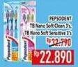 Promo Harga Pepsodent Sikat Gigi Nano Soft Soft Clean, Sensitive 3 pcs - Hypermart