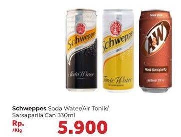 Promo Harga SCHWEPPES Minuman Soda/A&W Sarsparila 330ml  - Carrefour