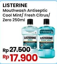 Promo Harga Listerine Mouthwash Antiseptic Cool Mint, Fresh Citrus, Zero 250 ml - Indomaret