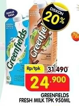 Promo Harga Greenfields Fresh Milk All Variants 1000 ml - Superindo