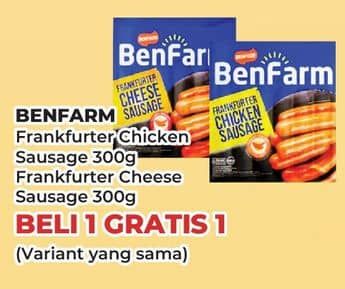 Promo Harga Benfarm Frankfurter Sausage Chicken, Cheese 300 gr - Yogya