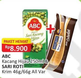 Promo Harga ABC Sari Kacang Hijau + Sari Roti Krim  - Alfamart