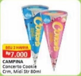 Promo Harga Campina Concerto Midi Cookie Creamy, Midi Strawberry Chunk 80 ml - Alfamart