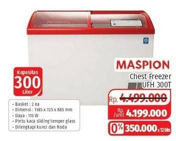 Promo Harga MASPION UFH-300T Chest Freezer 1 pcs - Lotte Grosir