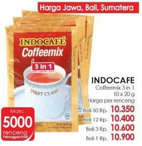 Promo Harga Indocafe Coffeemix per 10 sachet 20 gr - Lotte Grosir