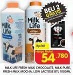 Promo Harga MILK LIFE Fresh Milk Bebas Laktosa, Mocha, Murni, Cokelat 1000 ml - Superindo