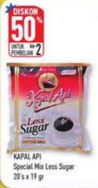 Promo Harga Kapal Api Kopi Bubuk Special Mix Less Sugar per 20 sachet 19 gr - Hypermart