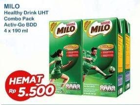 Promo Harga MILO Susu UHT per 4 pcs 190 ml - Indomaret