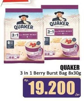 Promo Harga Quaker Oatmeal 3 In 1 Berry Burst per 8 pcs 30 gr - Hari Hari