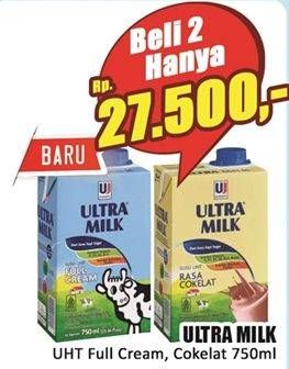 Promo Harga Ultra Milk Susu UHT Coklat, Full Cream 750 ml - Hari Hari
