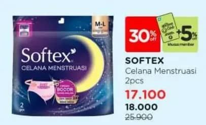 Promo Harga Softex Celana Menstruasi 2 pcs - Watsons