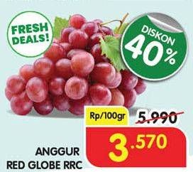 Promo Harga Anggur Red Globe RRC per 100 gr - Superindo