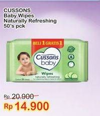 Promo Harga CUSSONS BABY Wipes Naturally Refreshing 50 pcs - Indomaret