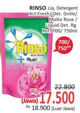 Promo Harga RINSO Liquid Detergent + Gentle, + Molto Pink Rose Fresh, + Molto Classic Fresh, + Active Fresh Yuzu Mint 700 ml - Alfamidi
