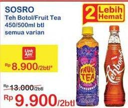 Promo Harga Fruit Tea 500ml/ Sosro 450ml 2s  - Indomaret