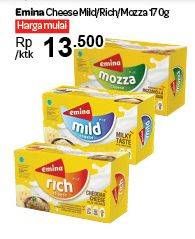 Promo Harga EMINA Cheddar Cheese Mild, Rich, Mozza 170 gr - Carrefour