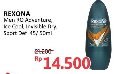 Promo Harga Rexona Men Deo Roll On Adventure, Ice Cool, Invisible Dry, Sport Defence 45 ml - Alfamidi