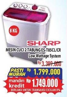 Promo Harga Sharp Washing Machine Twin Tub ES T85CL  - Hypermart