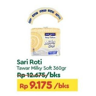 Promo Harga Sari Roti Roti Tawar Milky Soft 360 gr - TIP TOP