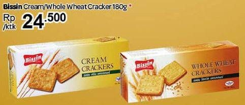 Promo Harga BISSIN Crackers Cream, Whole Wheat 180 gr - Carrefour