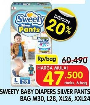 Promo Harga Sweety Silver Pants M30, L28, XL26, XXL24 24 pcs - Superindo