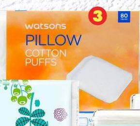 Promo Harga WATSONS Pillow Cotton Puff per 2 bungkus 80 pcs - Watsons
