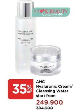 Promo Harga AHC Hyaluronic Cream/ Cleansing Water  - Watsons