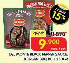 Promo Harga Del Monte Cooking Sauce Black Pepper, Korean BBQ 250 gr - Superindo