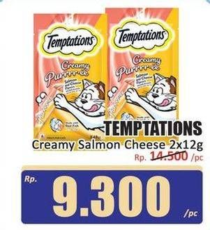 Promo Harga Temptations Makanan Kucing Creamy Purrrr-ee Salmon Cheese 24 gr - Hari Hari