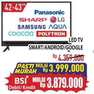 Promo Harga Panasonic/Sharp/LG/Samsung/Aqua/Coocaa/Polytron LED TV (Smart, Android, Google)  - Hypermart
