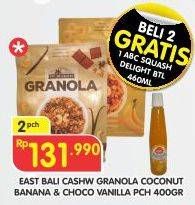Promo Harga EAST BALI CASHEW Granola Bites Coconut Banana, Choco Vanilla per 2 pouch 400 gr - Superindo