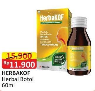Promo Harga HERBAKOF Sirup Obat Batuk Herbal 60 ml - Alfamart