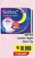 Promo Harga Softex Comfort Night Wing 36cm 12 pcs - Alfamart