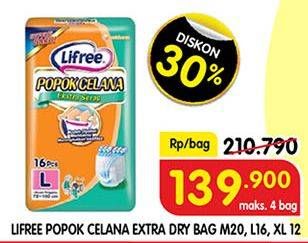 Promo Harga Lifree Popok Celana Ekstra Serap M20, L16, XL12  - Superindo