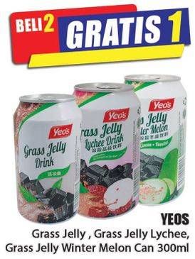 Promo Harga YEOS Minuman Rasa Grass Jelly, Lychee, Winter Melon Can 300 ml - Hari Hari