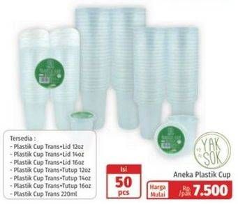 Promo Harga YAKSOK Plastic Cup Transparant + Lid All Variants  - Lotte Grosir