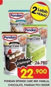 Promo Harga Pondan Sponge Cake Mix Chocolate, Pandan 200 gr - Superindo