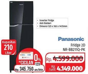 Promo Harga PANASONIC NR-BB211Q | Refrigerator 2 Door PK  - Lotte Grosir