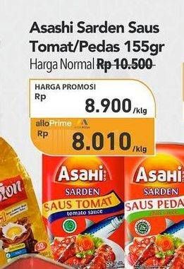 Promo Harga Asahi Sardines Saus Tomat, Saus Pedas 155 gr - Carrefour