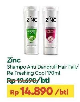 Promo Harga Zinc Shampoo Hair Fall Treatment, Refreshing Cool 170 ml - TIP TOP