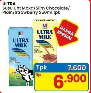 Promo Harga Ultra Milk Susu UHT Moka, Coklat, Full Cream, Stroberi 250 ml - Indomaret