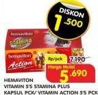 Promo Harga HEMAVITON Vitamin Stamina Plus/Vitamin Action  - Superindo