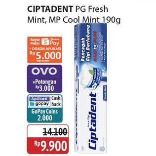 Promo Harga Ciptadent Pasta Gigi Maxi 12 Plus Fresh Mint, Cool Mint 190 gr - Alfamidi