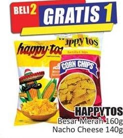 Promo Harga HAPPY TOS Tortilla Chips Nacho Cheese, Merah 140 gr - Hari Hari