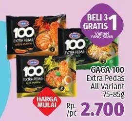 Promo Harga GAGA 100 Extra Pedas All Variants 85 gr - LotteMart