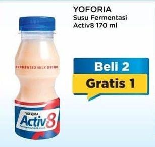 Promo Harga YOFORIA Fermented Milk Drink Activ8 per 2 botol 170 ml - Indomaret