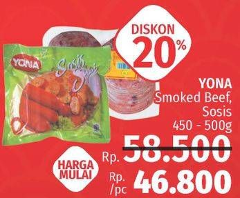 Promo Harga YONA Smoked Beef/Sosis 450-500gr  - LotteMart