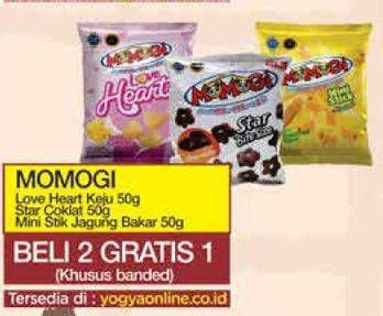 Promo Harga Momogi Mini Stick Star Chocolate, Roast Corn 50 gr - Yogya
