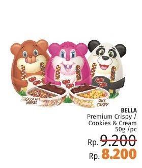 Promo Harga BELLA Premium Chocolate Crispy, Cookies And Cream 50 gr - LotteMart