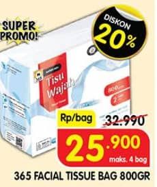 Promo Harga 365 Facial Tissue 800 gr - Superindo